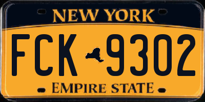 NY license plate FCK9302