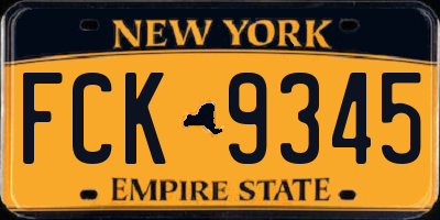 NY license plate FCK9345