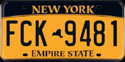 NY license plate FCK9481