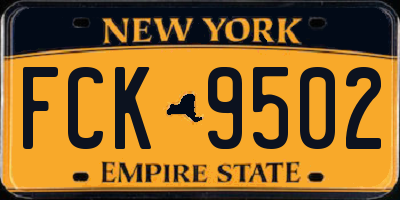 NY license plate FCK9502