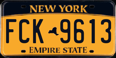 NY license plate FCK9613