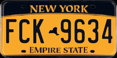NY license plate FCK9634