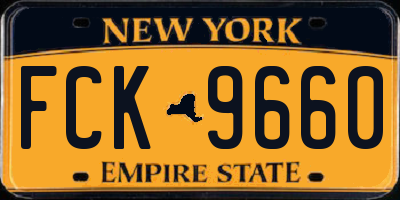 NY license plate FCK9660