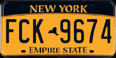 NY license plate FCK9674