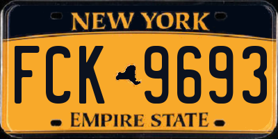 NY license plate FCK9693