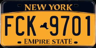 NY license plate FCK9701