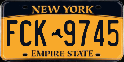 NY license plate FCK9745
