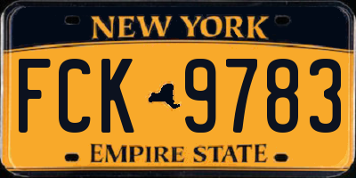 NY license plate FCK9783
