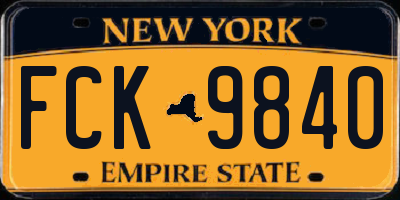 NY license plate FCK9840