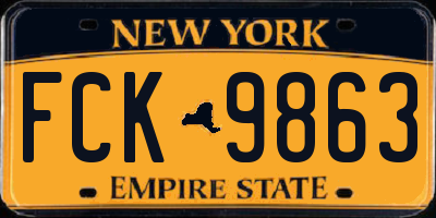 NY license plate FCK9863