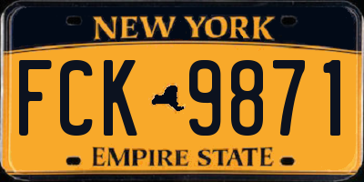 NY license plate FCK9871