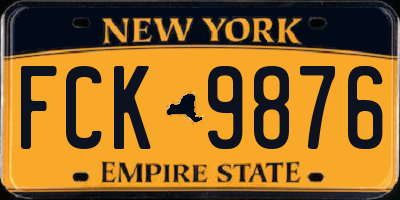 NY license plate FCK9876