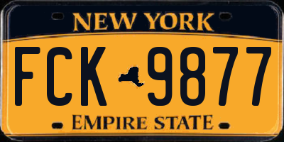 NY license plate FCK9877