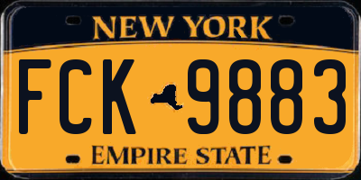 NY license plate FCK9883