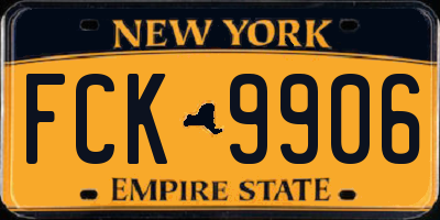 NY license plate FCK9906
