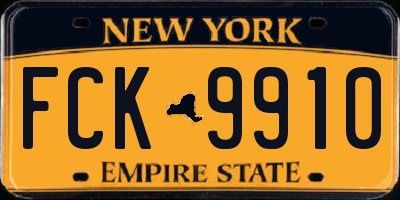NY license plate FCK9910