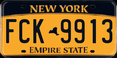 NY license plate FCK9913