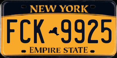 NY license plate FCK9925