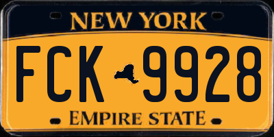 NY license plate FCK9928