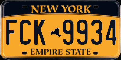 NY license plate FCK9934