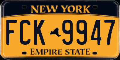NY license plate FCK9947