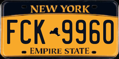 NY license plate FCK9960