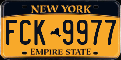 NY license plate FCK9977
