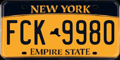NY license plate FCK9980