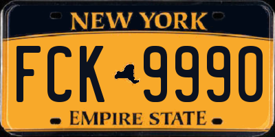 NY license plate FCK9990