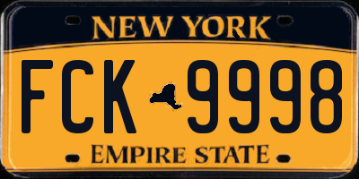NY license plate FCK9998