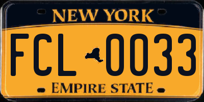 NY license plate FCL0033