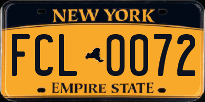 NY license plate FCL0072