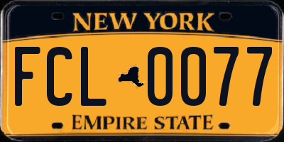 NY license plate FCL0077