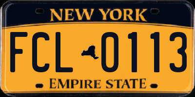 NY license plate FCL0113