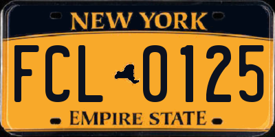 NY license plate FCL0125