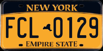 NY license plate FCL0129