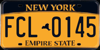 NY license plate FCL0145