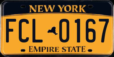 NY license plate FCL0167