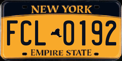 NY license plate FCL0192