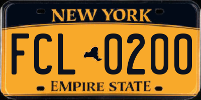 NY license plate FCL0200