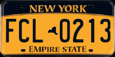NY license plate FCL0213