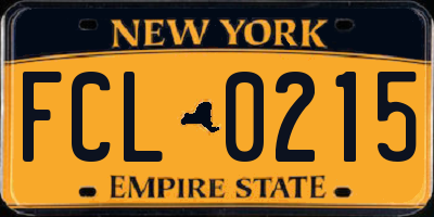 NY license plate FCL0215