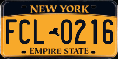 NY license plate FCL0216