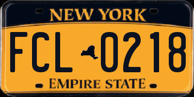 NY license plate FCL0218