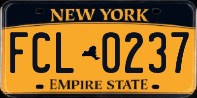 NY license plate FCL0237