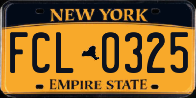 NY license plate FCL0325