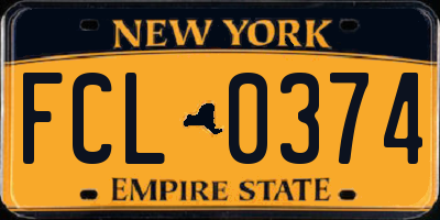 NY license plate FCL0374