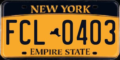 NY license plate FCL0403