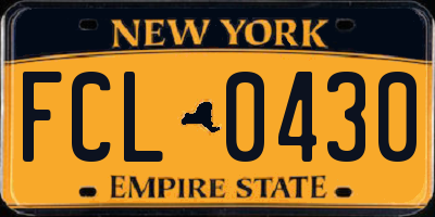 NY license plate FCL0430