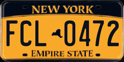 NY license plate FCL0472